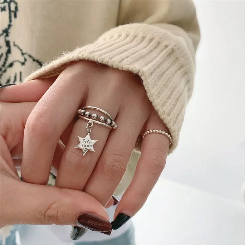 New 925 Sterling Silver Multi-Layer Pentagram boho - Picture 2 of 5